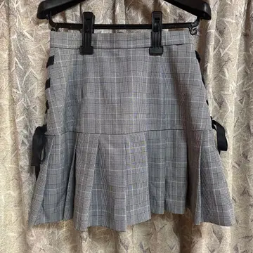 ankrouge 그레이 체크 플리츠 스커트