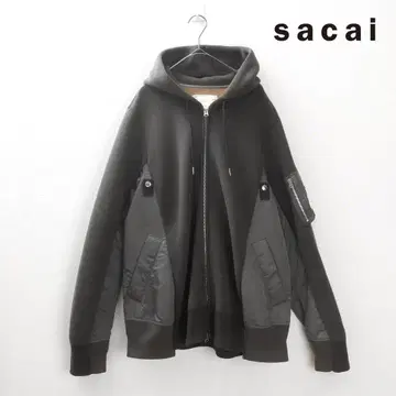 sacai 다크 그레이 후드 부착 후드티