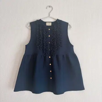 [ 새상품급 ] UNITED ARROWS 미니 프릴 니트 베스트 네이비