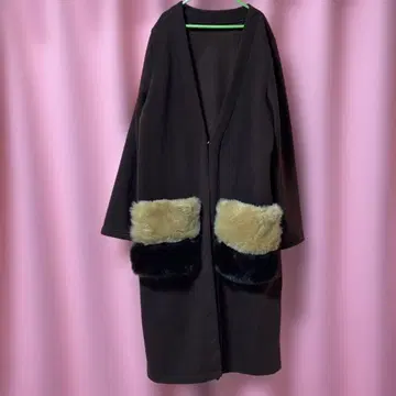 브라운 퍼 가디건