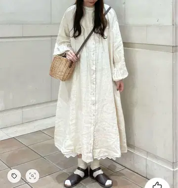 sm2 아스델 가공 핀턱 원피스 린넨 아이보리 사만사 모스모스