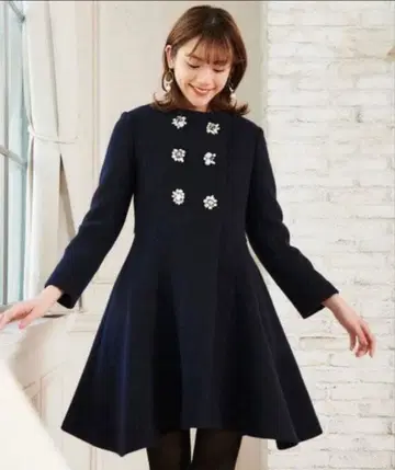 31Sons de mode 이중직 비버 핏&플레어 코트 38 네이비