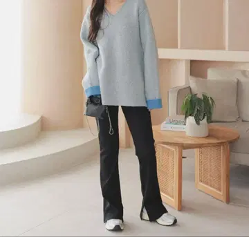 고베 레터스 플레어 팬츠 리브 하의 레깅스 레깅스 팬츠 슬릿