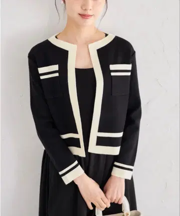 tocco 바이컬러 니트 가디건 x 도킹 니트 원피스 셋업