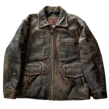 90s GELEONE BASIC 빈티지 가공 가죽 자켓 LL 사이즈