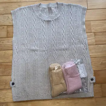 베이지 니트 베스트 양말 3족 세트