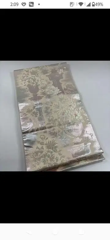 리메이크, 기모노 착용법 연습에 꽃무늬 후쿠로 오비 베이지 계열