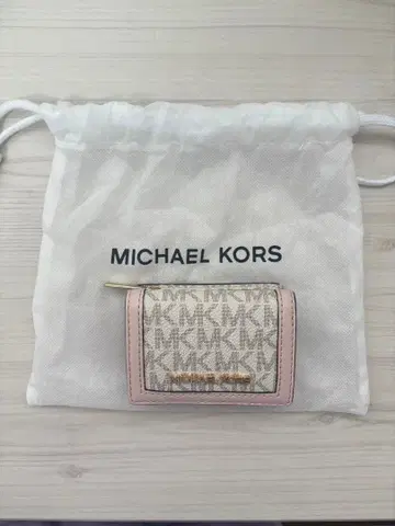 MICHAEL KORS 3단 폴더형 지갑 베이지/핑크