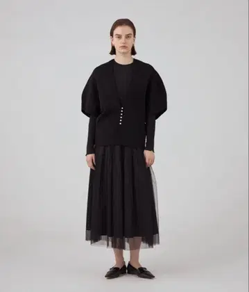 Ballsey 울 폴리에스테르 펄 콤비 망토 가디건