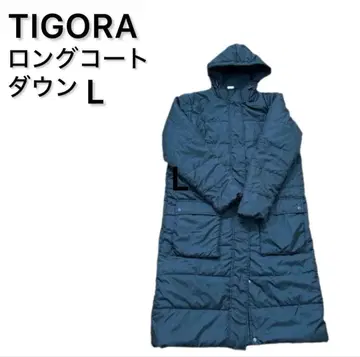 티고라/롱 기장/블랙/블랙/롱 코트/후드 부착/L