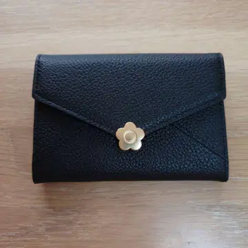 MARY QUANT 블랙 가죽 카드 케이스 마리콴트