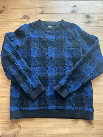 BackChannel 체크 맨투맨 L 블랙/파랑 레어