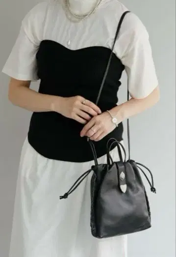 ear PAPILLONNER 2WAY 블랙 가죽 숄더백