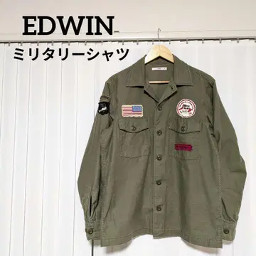 EDWIN 밀리터리 자켓 카키 와펜 아메카지