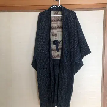 빈티지 원단 네이비 나염 목화 서생 무늬 겉옷 기장 105cm.