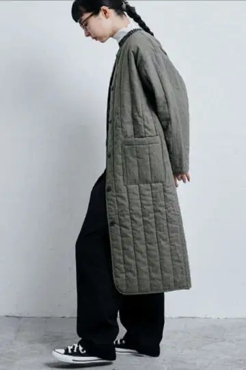 나카가와 마사시치 상점 린넨 퀼트 롱 코트