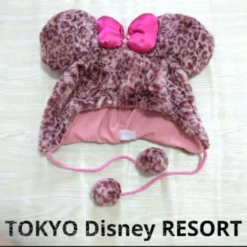 디즈니 레오파드 무늬 핑크 팬캡 미니 모자 리본 레오파드