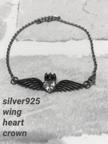 인기 왕관 깃털 하트 고딕 실버 925 목걸이