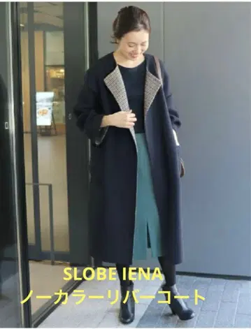 SLOBE IENA 노카라 리버 코트 네이비