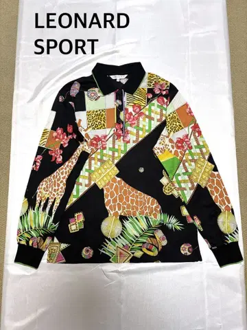 레오나르 스포츠 긴팔 피케 셔츠 올 패턴 사이즈 M 일본제