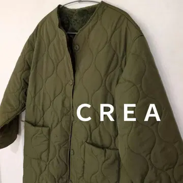 미사용 CREA 충전솜 퀼팅 롱 코트 카키 FREE