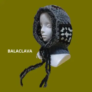 발라클라바 후드 모자 니트 모자 그래니 스퀘어 핸드메이드 크로셰 뜨개질