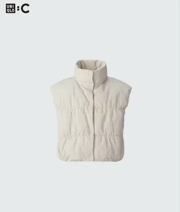 유니클로 다운 크롭 베스트 베이지