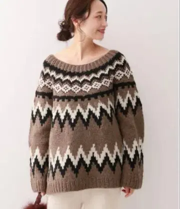 SLOBE IENA 슬로브 이에나 노르딕 울 니트 오프숄