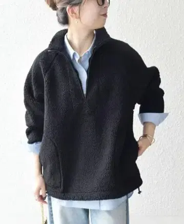 SHIPS any 세탁기 사용 가능 보아 플리스 하프 지퍼 풀오버