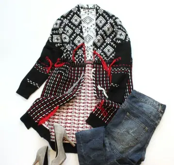 stradivarius 스트라디바리우스 니트 가디건 올 패턴 블랙 S