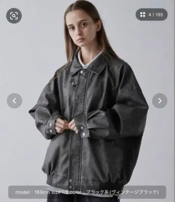 [ CLEL ] 빈티지 디자인 인조 가죽 블루종 빈티지 블랙