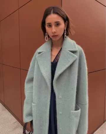 민트 그린 오버 사이즈 롱 코트