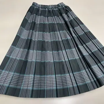그레이와 터콰이즈의 플리츠 스커트