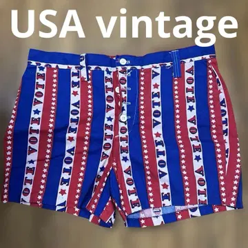 1970년대! VOTE 패턴 빈티지 숏팬츠