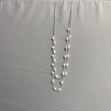 펄 실버 롱 목걸이 약 80cm