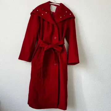 새상품 Chesty 체스티 후드 롱 코트 빨간색 펄
