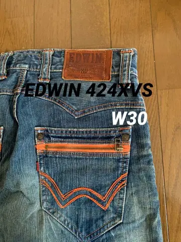 EDWIN 424XVS 스트레이트 청바지 유즈드 가공