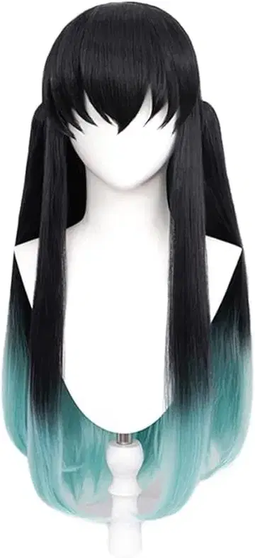 극의 토키토 무이치로 가발 코스프레 그린 블랙 75cm
