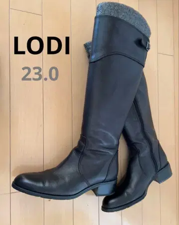 새상품급 LODI 천연 가죽 롱 부츠 블랙 23.0