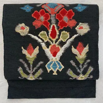 순수 실크 큼직한 무늬의 멋진 8촌 나고야 오비