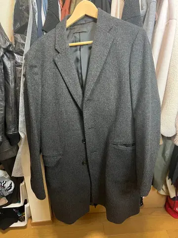 그레이 체스터 코트 체크 무늬