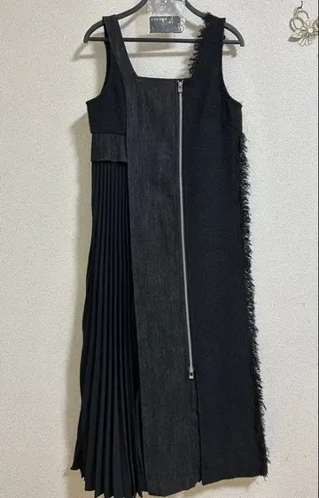 아우라 아이라 2way 맥시 길이 원피스 블랙 이소재 트위드