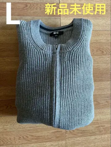 미사용 새상품 유니클로C 크루넥 풀 집업 가디건 그레이 L