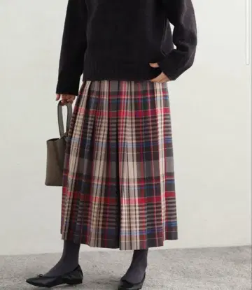 어반 리서치 도어스 컬러 체크 플리츠 스커트 레드 계열