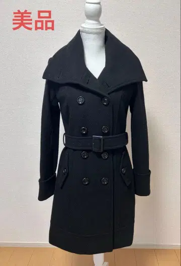 [ 새상품급 ] 첼시가브 피코트 허리 벨트 포함 블랙