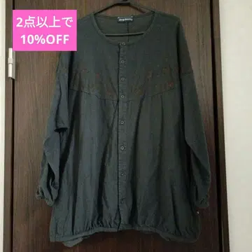 새상품급/드럭 스토어즈/튜닉/플란넬 셔츠/소용돌이 돼지 자수/F