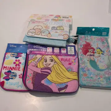 미사용 새상품 입학, 유치원 입원 세트 포켓 파우치, 미니 타월, 색연필