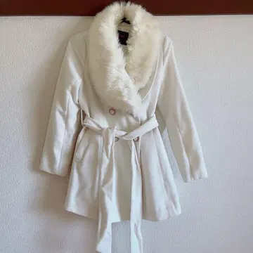 퍼&리본 벨트 코트 [F] 화이트