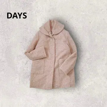 롱 코트 스탠드 카라 헤링본 무늬 충전솜 비익 버튼 캐주얼