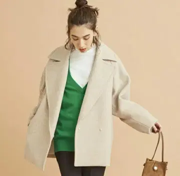 새상품급 뷰티&유스 멜톤 멜란지 미들 기장 코트 S